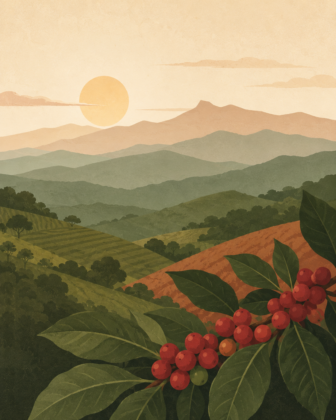 Coffee plants growing in Kenya's North Rift highlands
